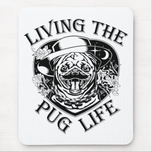 Funny Living The Pug Life Vintage Mouse Pad