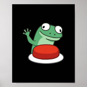 Funny Lizard Button Meme T-shirt.png Poster