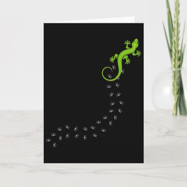 Funny Lizard Climbing Foot Tracks Reptile Lover  Card (Front)