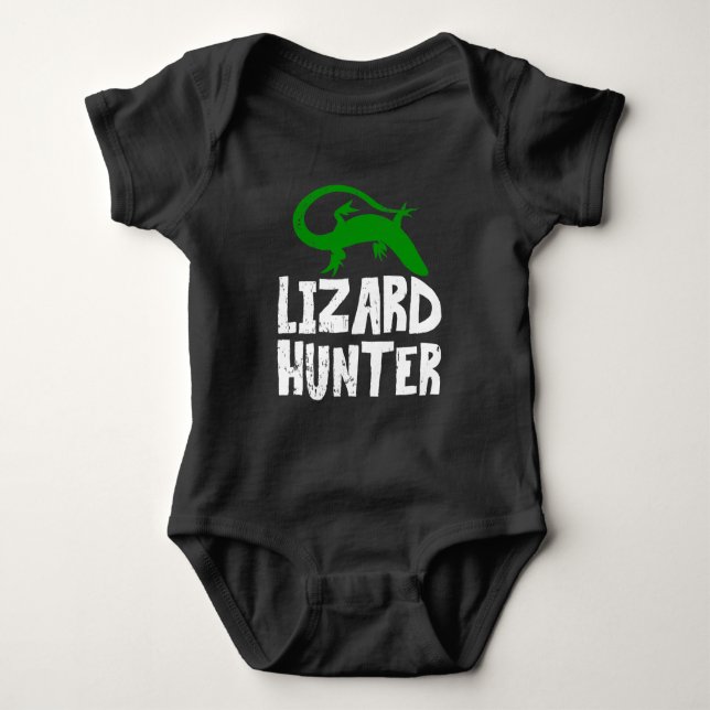 Funny Lizard Hunter Reptile loving Kid Baby Bodysuit (Front)