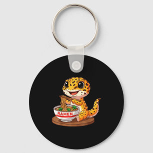 Funny Lizard Reptile Leopard Gecko Eating Ramen Ja Key Ring
