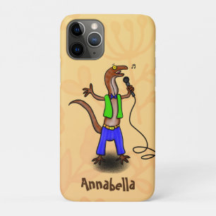 Funny lizard singing with microphone cartoon Case-Mate iPhone case