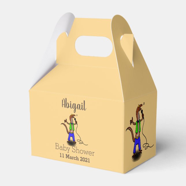 Funny lizard singing with microphone cartoon favour box (Front Side)