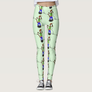 Funny lizard singing with microphone cartoon leggings