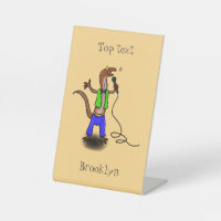Funny lizard singing with microphone cartoon