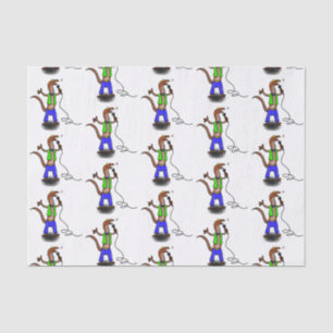 Funny lizard singing with microphone cartoon tissue paper