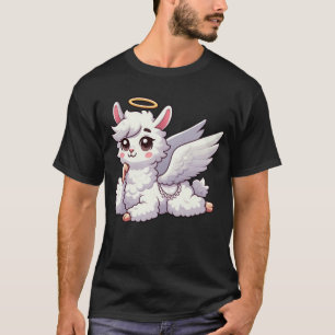Funny llama alpaca angel with wings and halo T-Shirt