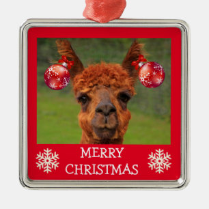 Funny Llama And Christmas Balls Ornament