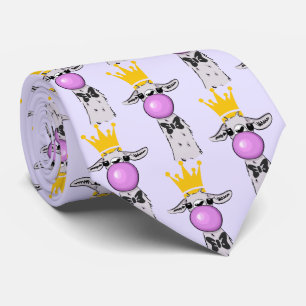 Funny Llama Blowing a Pink Bubble Pattern Tie