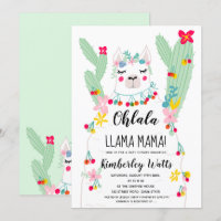 Funny llama cactus illustration fiesta baby shower