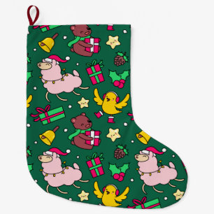 Funny Llama Christmas Large Christmas Stocking