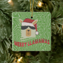 Funny Llama Christmas Ornament - Merry Llamamas