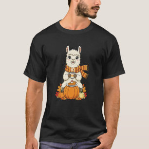 Funny Llama Coffee Autumn Thanksgiving Womens Mens T-Shirt