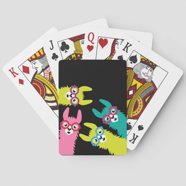 Funny Llama Colorful Camelid  Playing Cards (Back)