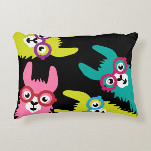 Funny Llama Colourful Camelid  Decorative Cushion