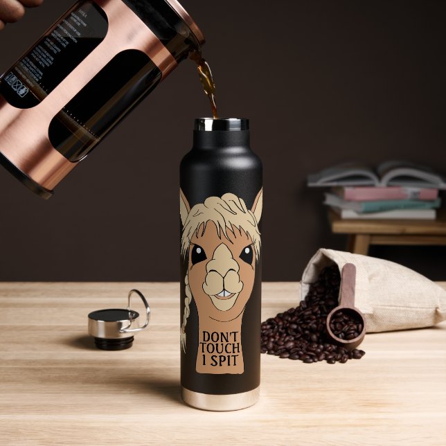 Funny Llama Don't Touch I Spit Water Bottle (Coffee)
