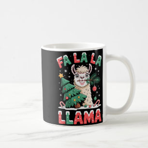 Funny Llama Eating Christmas Tree Fala Lala  Coffee Mug