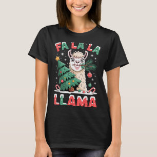 Funny Llama Eating Christmas Tree Fala Lala  T-Shirt