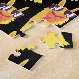  Funny Llama Face With Glasses Pattern  Jigsaw Puzzle