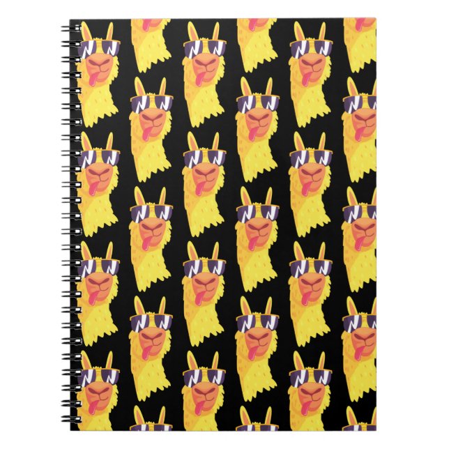  Funny Llama Face With Glasses Pattern  Notebook (Front)