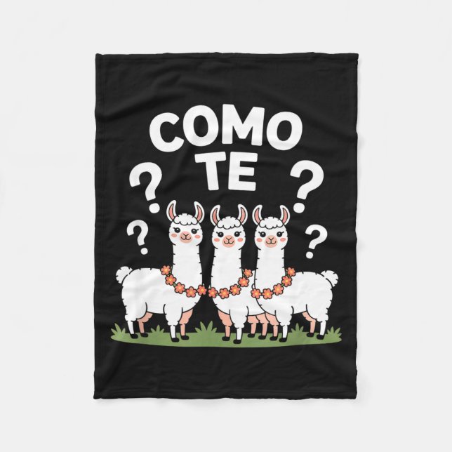 Funny llama flower garland como te question mark F Fleece Blanket (Front)