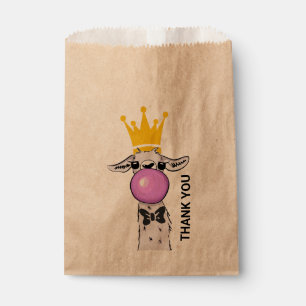 Funny Llama Illustration Blowing a Pink Bubble Favour Bags