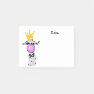 Funny Llama Illustration Blowing a Pink Bubble Post-it Notes