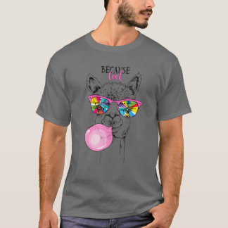 Funny Llama In A Rainbow Glasses, Pink Bubble Gum T-Shirt