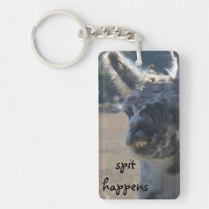Funny Llama Key Chain, Spit Happens Ring