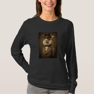 Funny Llama Lover Victorian Animal Portrait Vintag T-Shirt