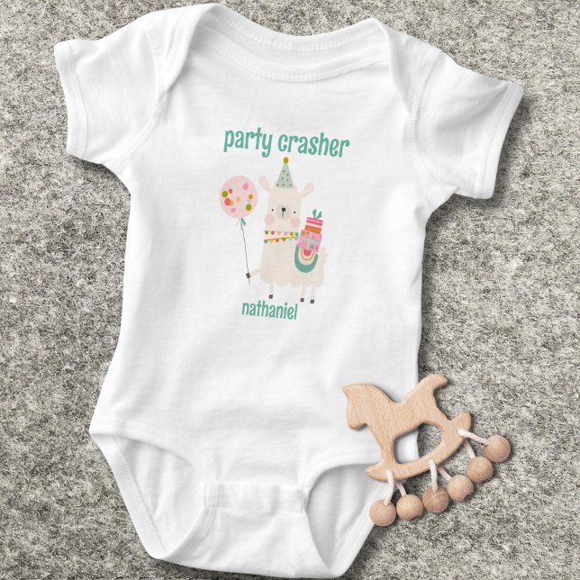 Funny Llama Party Crasher  Baby Bodysuit (Creator Uploaded)