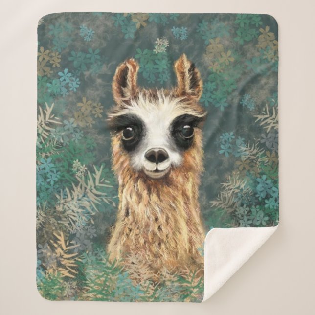 Funny Llama Sherpa Blanket (Front)