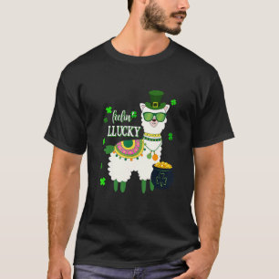Funny LLama St Patrick's Day Feelin' LLucky Mens W T-Shirt