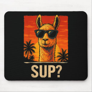 Funny Llama Sup Meme Sunset Beach Cool Animal Men Mouse Pad