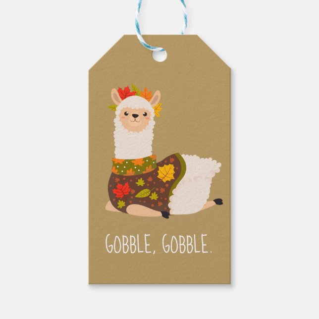 Funny Llama Turkey Thanksgiving  Gift Tags (Front)