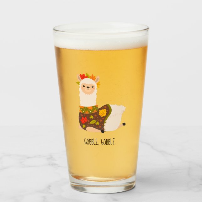 Funny Llama Turkey Thanksgiving   Glass (Front Filled)