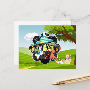 Funny Llama vs Evil Squid Epic Space Battle Postcard