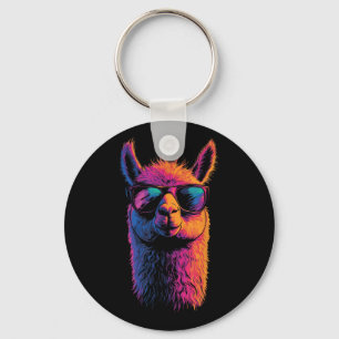 Funny Llama With Sunglasses Colourful No Drama Ani Key Ring
