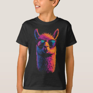 Funny Llama With Sunglasses Colourful No Drama Ani T-Shirt
