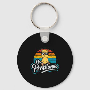Funny Llama With Sungles No Probllama Cute Llama V Key Ring