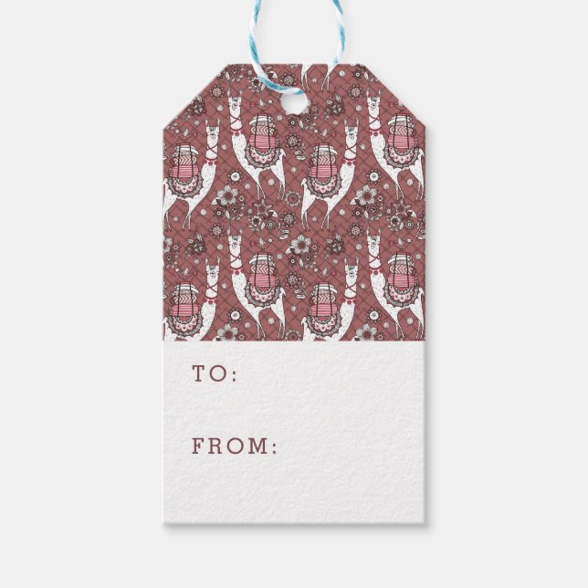 Funny Llamas Pattern Gift Tags (Front)