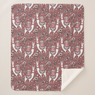 Funny Llamas Pattern Sherpa Blanket
