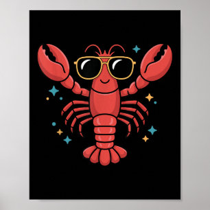Funny Lobster Art For Men Women Kids Toddlers Lobs Poster