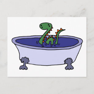 Funny Loch Ness Monster in Bathtub Postcard