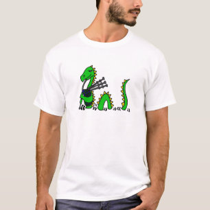 Funny Loch Ness Monster Playing Blue Bagpipes T-Shirt