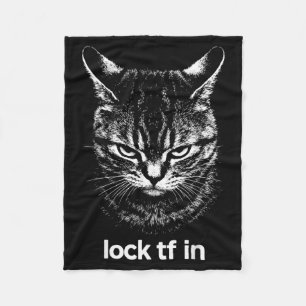 Funny Lock TF in Cat Graphic Motivational Retro Fleece Blanket