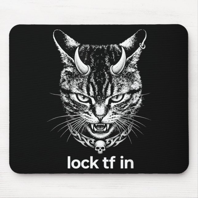 Funny lock tf in cat graphic motivational retro  mouse pad (Front)
