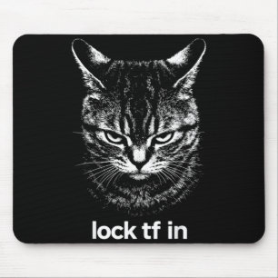 Funny Lock TF in Cat Graphic Motivational Retro Mouse Pad