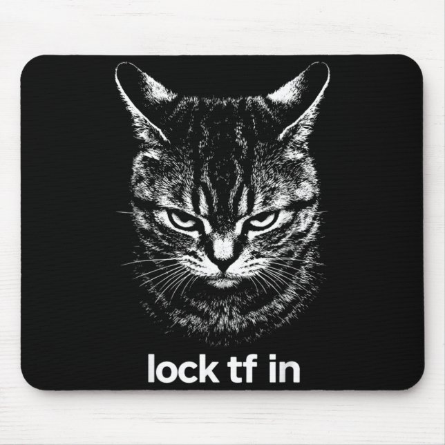 Funny Lock TF in Cat Graphic Motivational Retro Mouse Pad (Front)