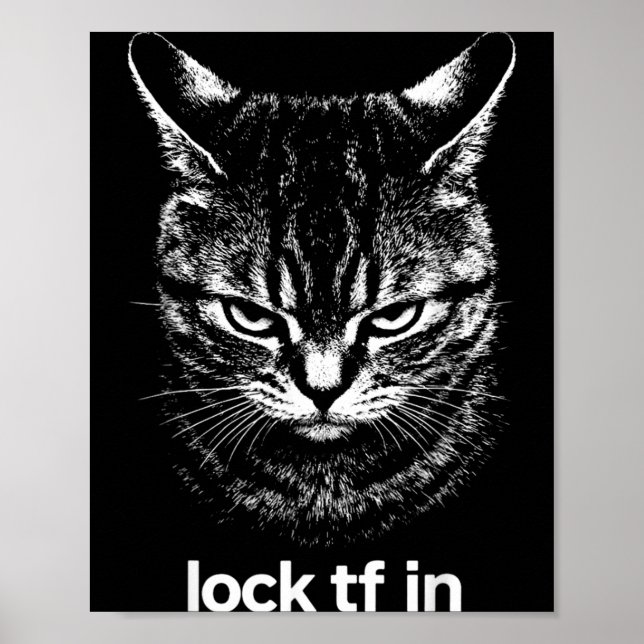 Funny Lock TF in Cat Graphic Motivational Retro Poster (Front)